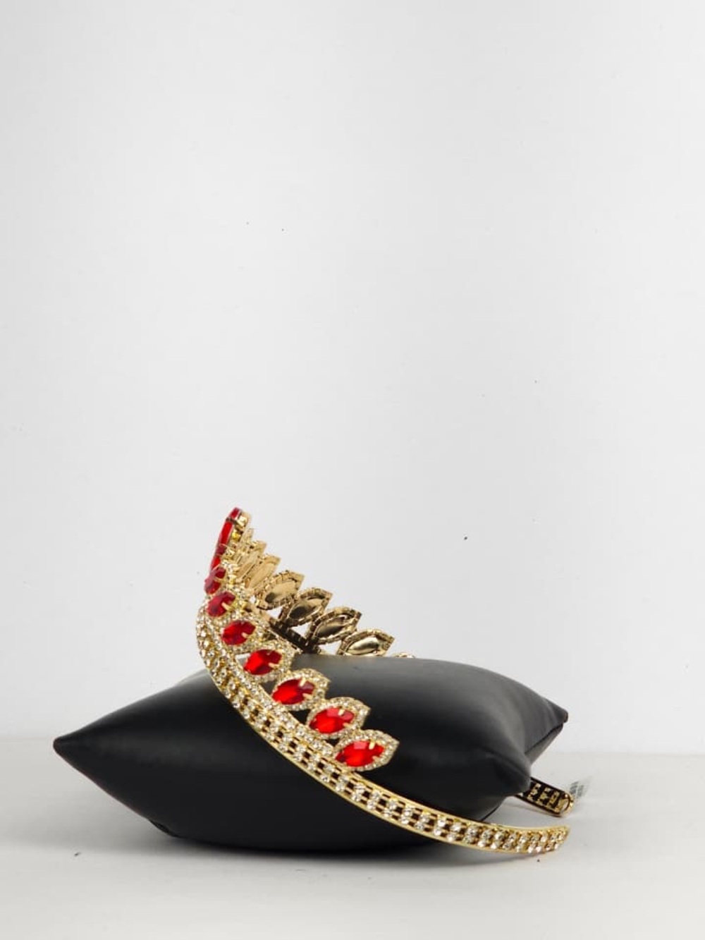 Gold Crown Headband with Red Gemstones